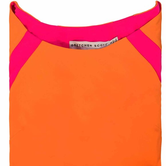 NWT Womens Size Small Gretchen Scott Orange Pink Color Block Jersey Tee Top NEW - Picture 4 of 5